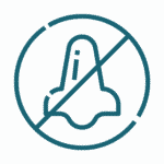 icon smell smell icon, nose in middle of blue circle with line crossed