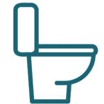 Blue toilet icon representing the specialised toilet pipe repairs and toilet installation services.