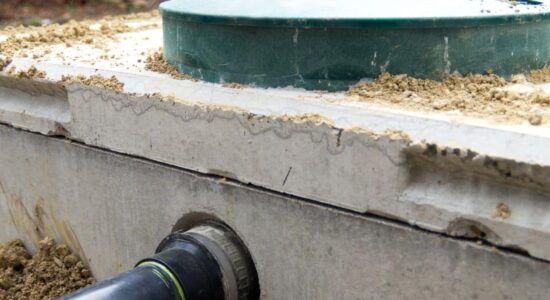 Septic tank installation in ground