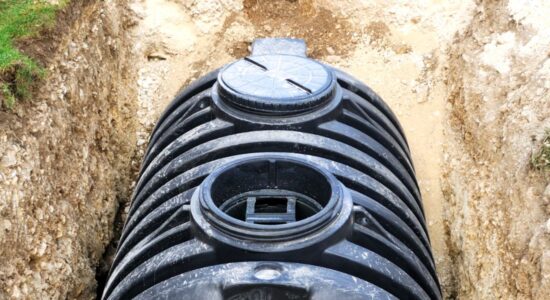Ground dug open with Septic tank pipe Installed