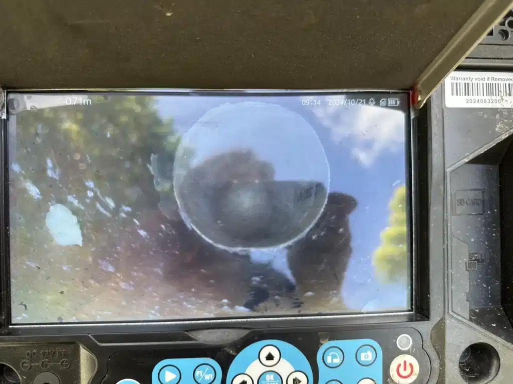 A CCTV drain inspection of a sewer line