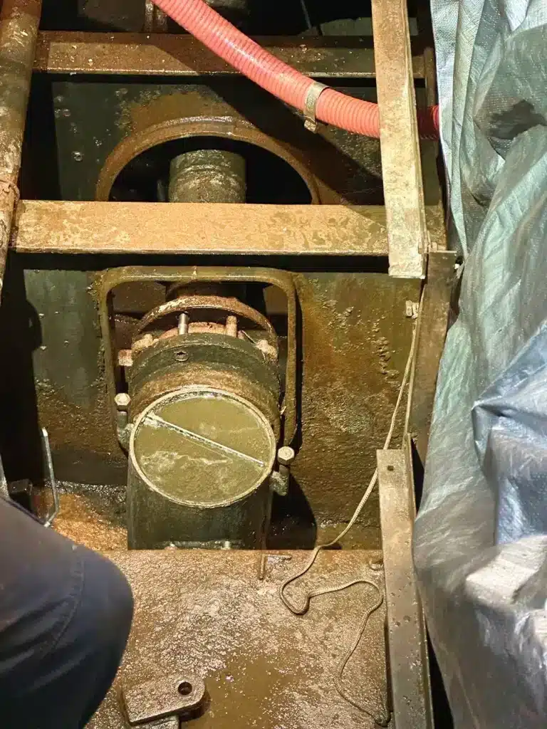Flooded boat due to a burst pipe