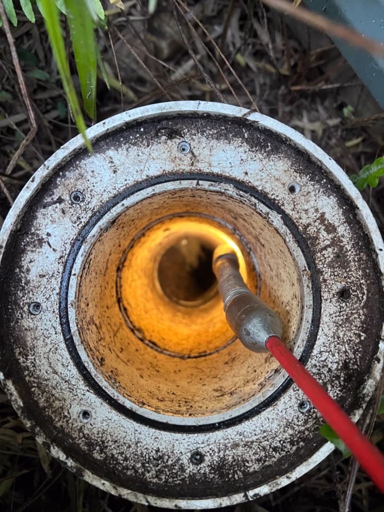 CCTV drain camera inspection of a blocked drain in Merimbula