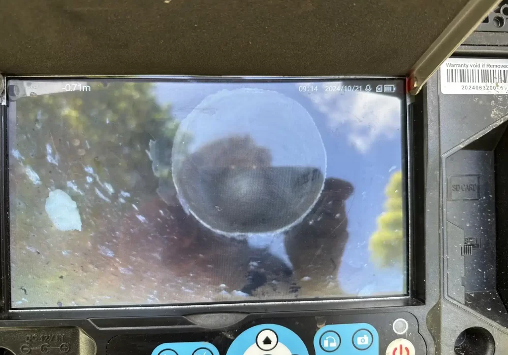 A CCTV drain inspection of a sewer line
