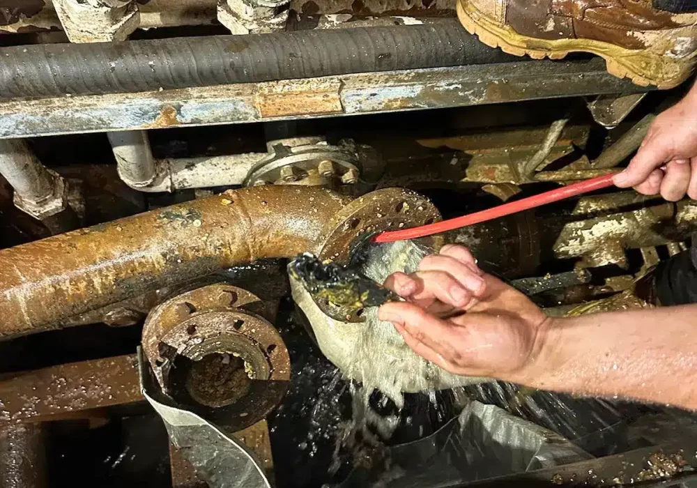 A burst pipe being repaired by Keogh Plumbing